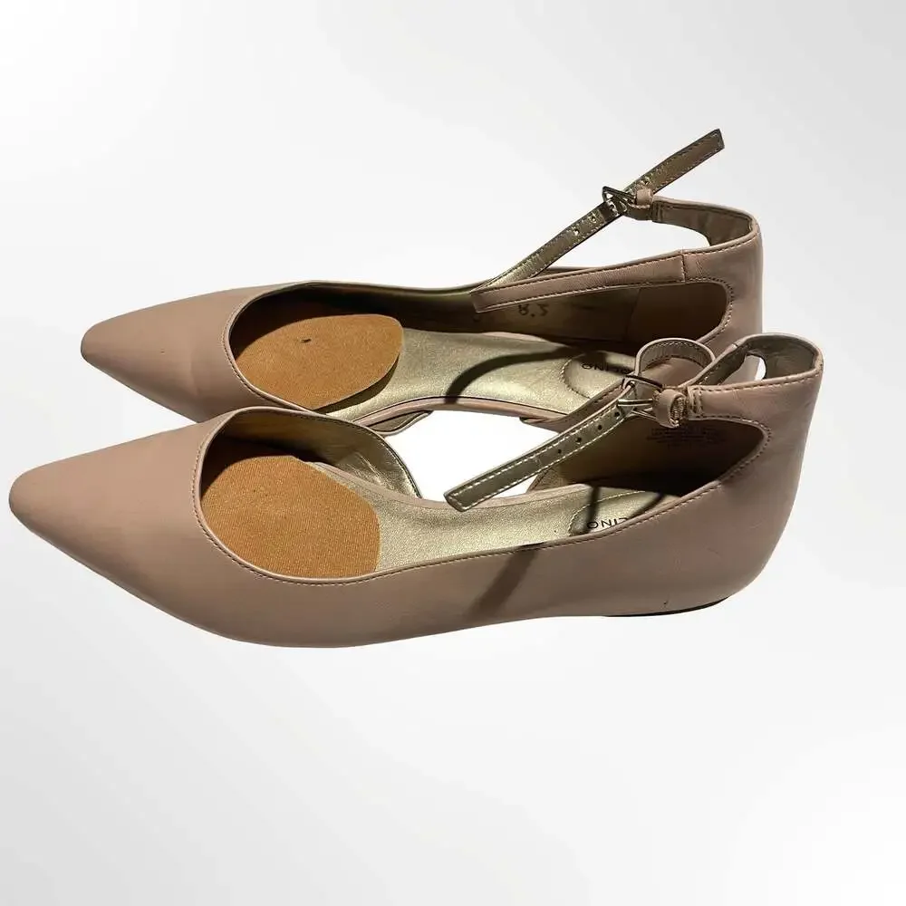 Bandolino Pointed Toe Ankle Strap Flat Shoes in Beige
